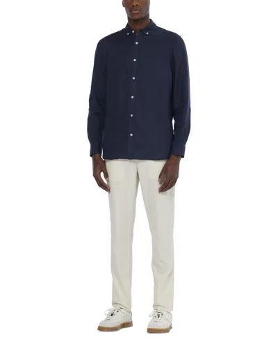 Scotch & Soda Men's Long Sleeve Linen Shirt In Shirt Blue
