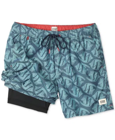 Scotch & Soda Men's Low Tide Fish-print Swim Trunks
