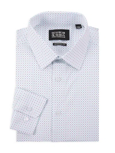 Scotch & Soda Men's Micro Dot Stretch Cotton Modern-fit Dress Shirt In Multi