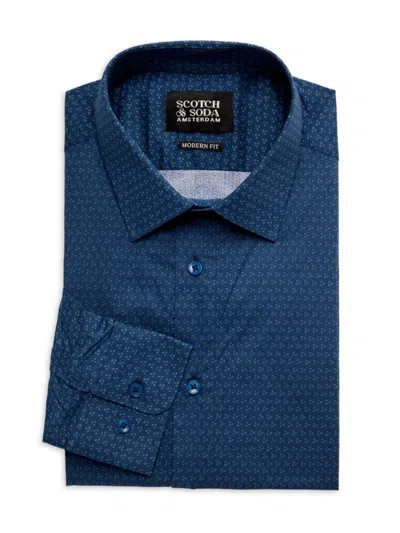 Scotch & Soda Men's Modern Fit Geometric Print Dress Shirt In Blue