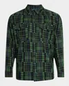 Scotch & Soda Men's Patchwork Plaid Button-down Shirt In Navy Check