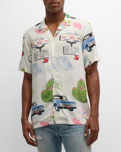 Scotch & Soda Men's Printed Camp Shirt In On The Road Print