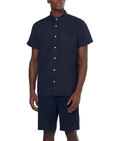 Scotch & Soda Men's Regular-fit Button-down Linen Shirt In Black