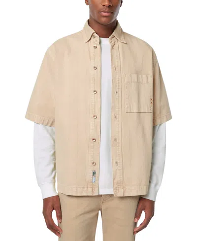 Scotch & Soda Men's Regular-fit Button-down Washed Denim Shirt In Desert Sand