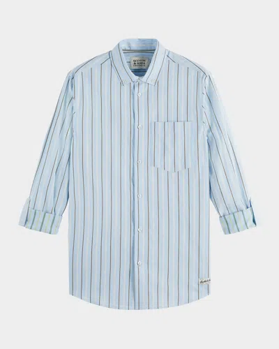 SCOTCH & SODA MEN'S REGULAR-FIT DOBBY STRIPE SPORT SHIRT