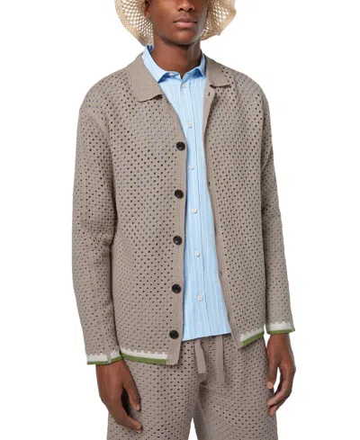 Scotch & Soda Men's Relaxed-fit Crocheted Shirt In Highway Grey