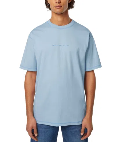 Scotch & Soda Men's Relaxed Fit Short Sleeve Crewneck Logo T-shirt In Sky Blue