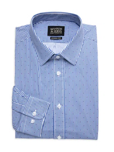 Scotch & Soda Men's Striped Dress Shirt In Blue