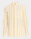 Scotch & Soda Yarn Dyed Striped Regular Fit Shirt In Yellow Sun Stripe
