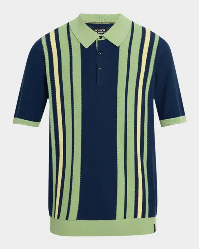 SCOTCH & SODA MEN'S STRUCTURED KNIT POLO SHIRT