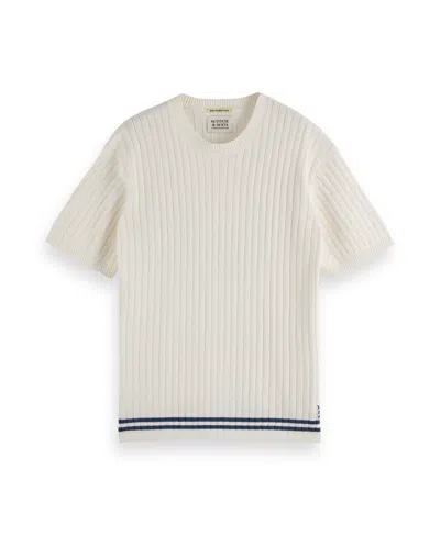Scotch & Soda Men's Structured Knitted T-shirt In Swan
