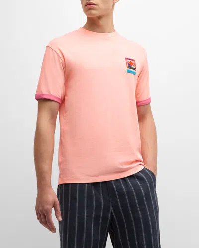 Scotch & Soda Men's Two-tone Sprayed T-shirt In Washed Neon Pink