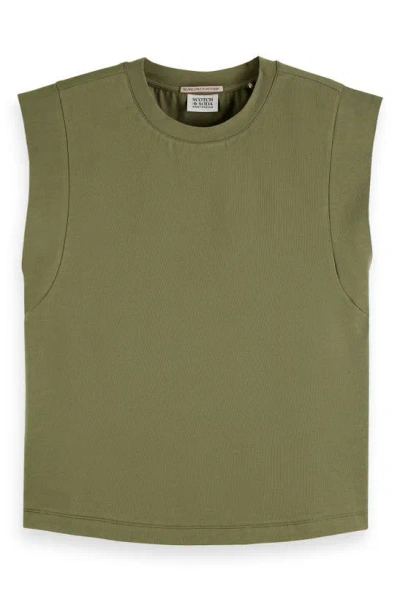 Scotch & Soda Mercerized Muscle Tee In Washed Military