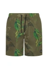 Scotch & Soda Mid Length Swimshort In Dark Green
