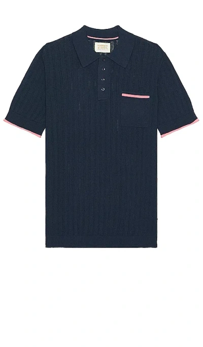 Scotch & Soda Openwork Polo In Navy