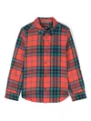 Scotch & Soda Plaid-check Long-sleeve Shirt In Red