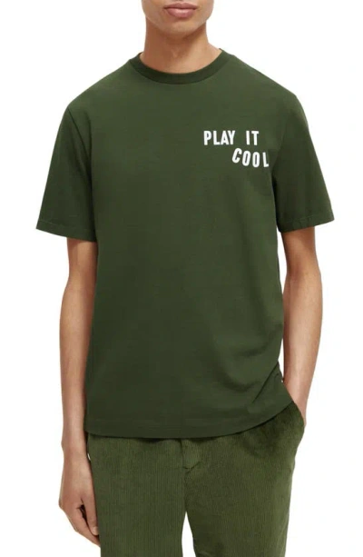 Scotch & Soda Play It Cool Appliqué Graphic T-shirt In Dark Green