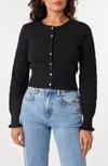 Scotch & Soda Pointelle Stitch Crew Neck Cardigan In Black In Black