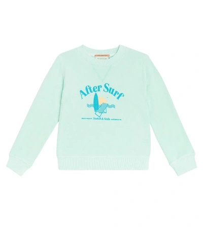 Scotch & Soda Kids' Printed Cotton Jersey Sweatshirt In Green