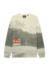 Scotch & Soda Printed Dropped Shoulder Sweater In Blur Lakehouse