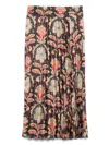 Scotch & Soda Printed Pleated Midi Skirt In Black