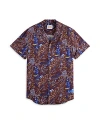 Scotch & Soda Printed Short Sleeve Button Front Camp Shirt In Map