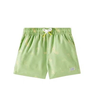 Scotch & Soda Kids' Printed Swim Trunks In Scribbles Gree
