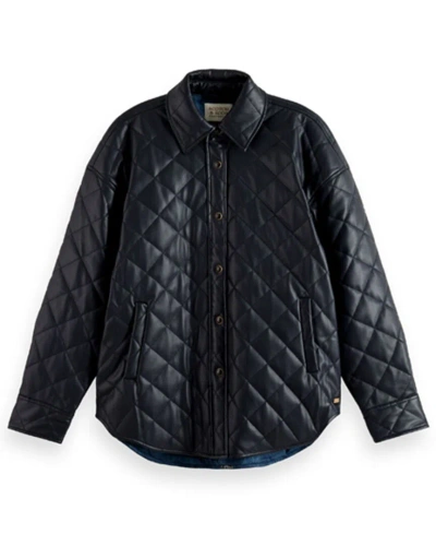 Scotch & Soda Quilted Shirt Jacket In Blue