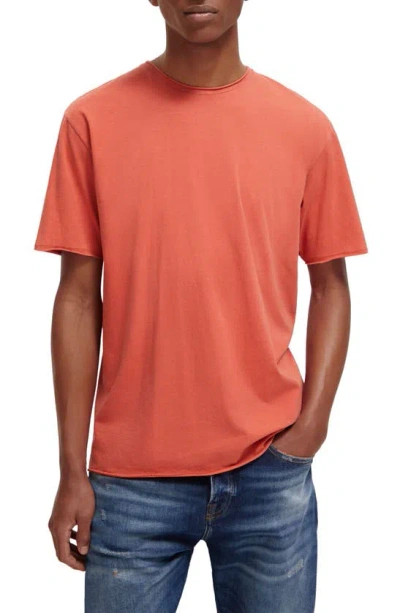 Scotch & Soda Raw Edge Organic Cotton T-shirt In Orange