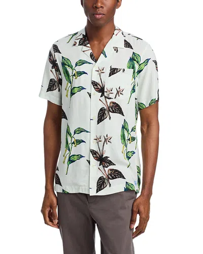 Scotch & Soda Regular Fit Short Sleeve Button Up Shirt In Leafs