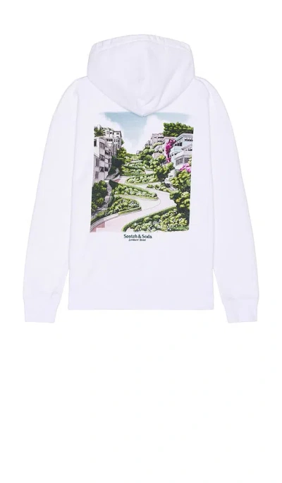 Scotch & Soda Relaxed Fit Artwork Hoodie In 화이트