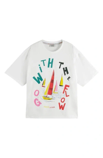 Scotch & Soda Relaxed Fit Cotton Graphic T-shirt In White