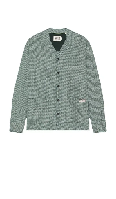 Scotch & Soda Relaxed Fit Structured Overshirt In Amsterdam Green