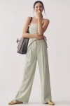 Scotch & Soda Rose High-rise Pleated Wide-leg Pants In Green