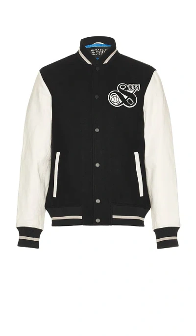 Scotch & Soda Sartorial City Varsity Jacket In 黑色