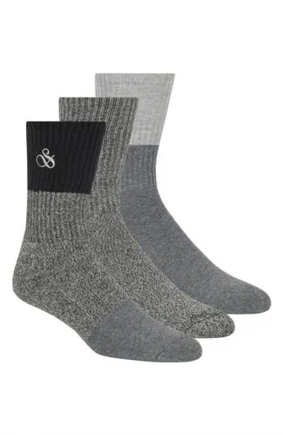 Scotch & Soda 3-pack Quarter Length Socks In Black/white Multi