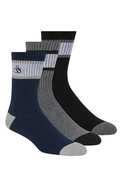 Scotch & Soda 3-pack Quarter Length Socks In Navy
