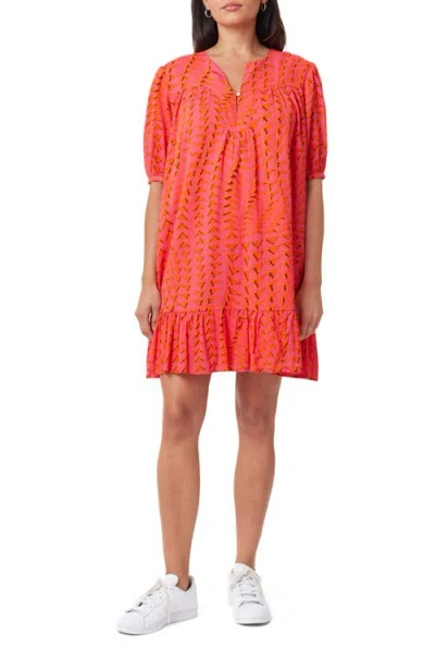 Scotch & Soda Abstract Print Cotton Gauze Shift Dress In House Of Mirrors Pink