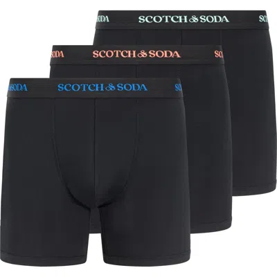 Scotch & Soda Assorted 3-pack Stretch Boxer Briefs In Black/bright