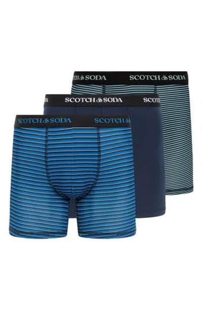 Scotch & Soda Assorted 3-pack Stretch Boxer Briefs In Green/blue
