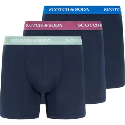 Scotch & Soda Assorted 3-pack Stretch Boxer Briefs In Navy/grey