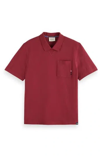 Scotch & Soda Chest Pocket Polo Shirt In Medium Red