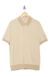 Scotch & Soda Marled Rib Sweater Polo Shirt In Parchment