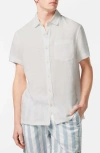 Scotch & Soda Core Solid Short Sleeve Button-up Shirt In Off White