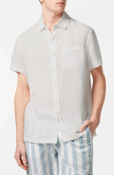 Scotch & Soda Core Solid Short Sleeve Button-up Shirt In Off White