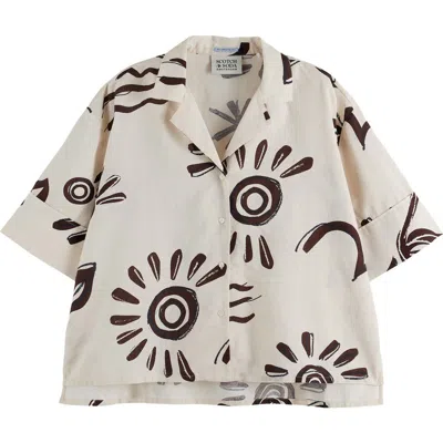 Scotch & Soda Floral-print Shirt In Inky Sun Linen