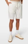 Scotch & Soda Cotton & Linen Twill Drawstring Bermuda Shorts In Off White
