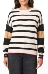 Scotch & Soda Crewneck Pullover Sweater In Oatmeal Heather Pop Trim