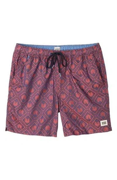 Scotch & Soda Diamond Swim Trunks In Light Pastel Red