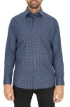 Scotch & Soda Dot Print Modern Fit Dress Shirt In Navy
